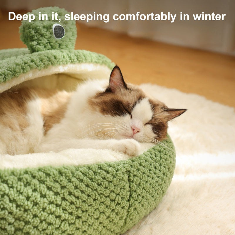 frosty bed – cozy winter pet den